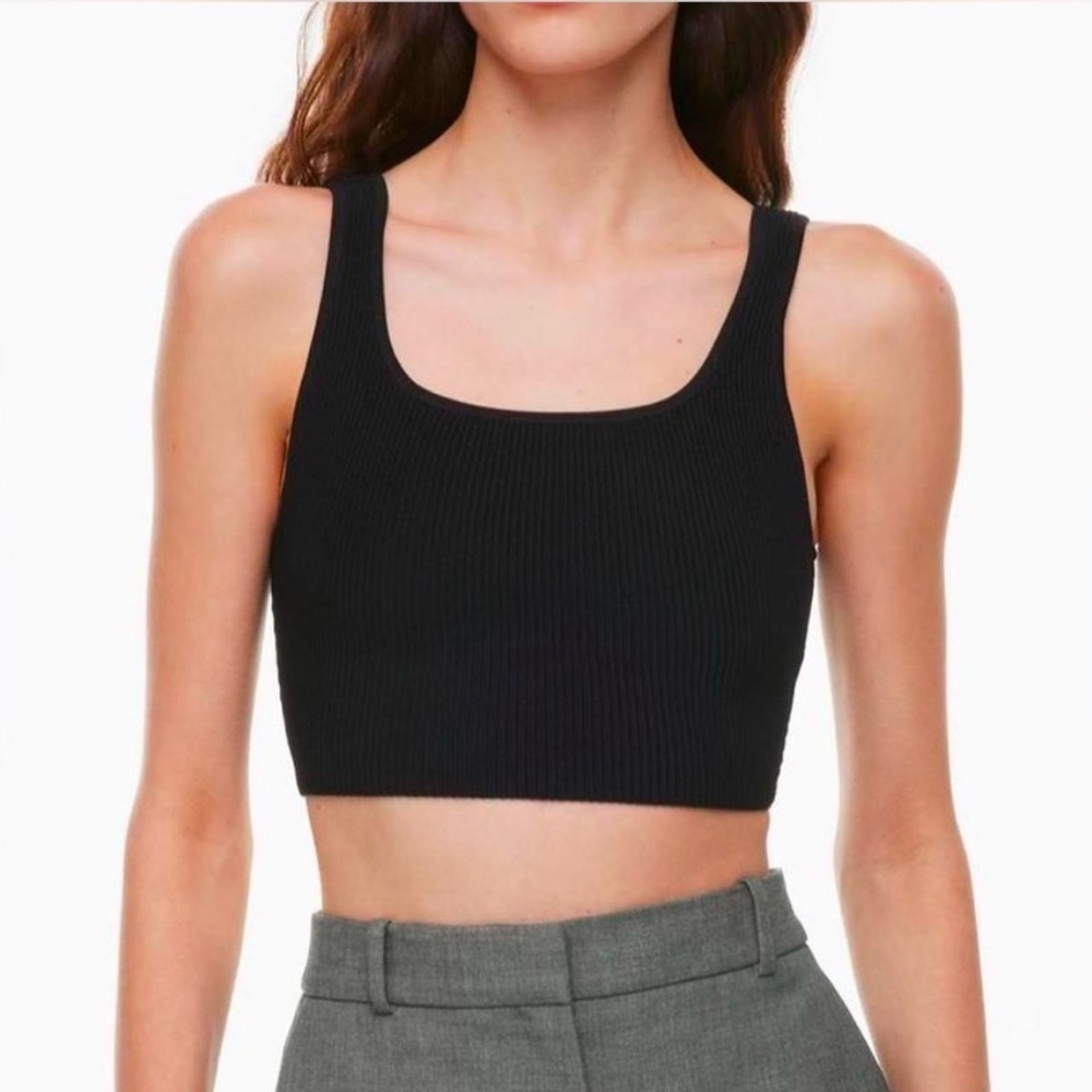 Aritzia Babaton Sculpt Knit Squareneck Cropped Tank Black Size Medium